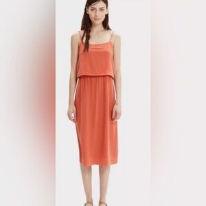 New Madewell Silk Overlay Cami Dress Burnt Copper Orange Sz 6